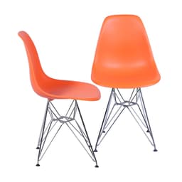 Conjunto com 2 Cadeiras DKR Eames Laranja e Cromado