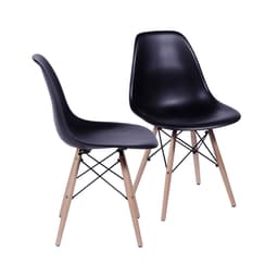 Conjunto com 2 Cadeiras DKR Eames Preto e Madeira