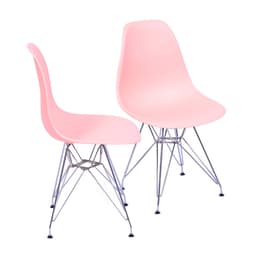 Conjunto com 2 Cadeiras DKR Eames Salmão e Cromado