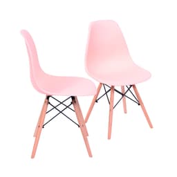 Conjunto com 2 Cadeiras DKR Eames Salmão e Madeira