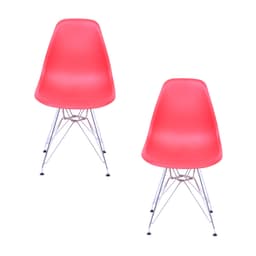 Conjunto com 2 Cadeiras DKR Eames Telha e Cromado