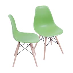Conjunto com 2 Cadeiras DKR Eames Verde e Madeira
