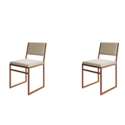 Conjunto com 2 Cadeiras Isa Veludo Bege e Cobre