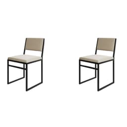 Conjunto com 2 Cadeiras Isa Veludo Bege e Preto