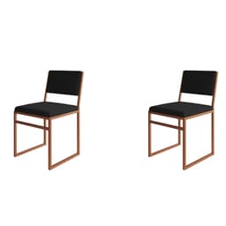 Conjunto com 2 Cadeiras Isa Veludo Preto e Cobre