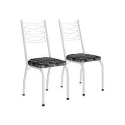 Conjunto com 2 Cadeiras Ludi Estampado Mosaico Cinza e Branco