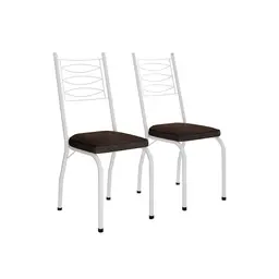 Conjunto com 2 Cadeiras Ludi Marrom Escuro e Branco