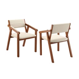 Conjunto com 2 Cadeiras Málaga Linho Areia e Amadeirado