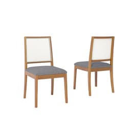 Conjunto com 2 Cadeiras Marcela Linho Grafite e Madeira