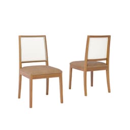 Conjunto com 2 Cadeiras Marcela Linho Kaki e Madeira