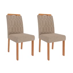 Conjunto com 2 Cadeiras Paola Wood Linho Bege e Madeira