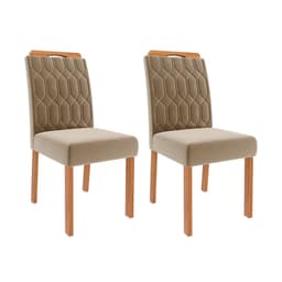 Conjunto com 2 Cadeiras Paola Wood Suede Joli e Madeira