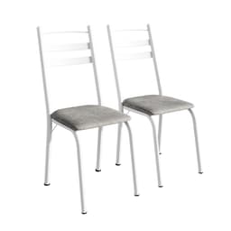 Conjunto com 2 Cadeiras Peters Revestimento Sintético Grafiato e Branco