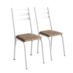 Conjunto com 2 Cadeiras Peters Revestimento Sintético Marrom e Branco