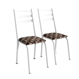 Conjunto com 2 Cadeiras Peters Revestimento Sintético Palha e Branco