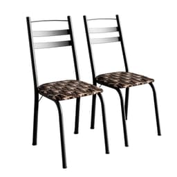 Conjunto com 2 Cadeiras Peters Revestimento Sintético Palha e Preto
