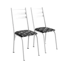 Conjunto com 2 Cadeiras Peters Revestimento Sintético Silver e Branco