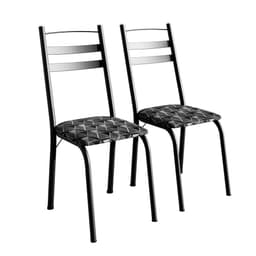 Conjunto com 2 Cadeiras Peters Revestimento Sintético Silver e Preto