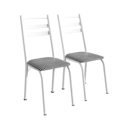 Conjunto com 2 Cadeiras Peters Revestimento Sintético Xadrez e Branco