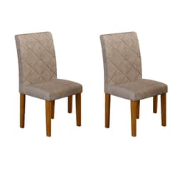 Conjunto com 2 Cadeiras de Jantar Ane Suede Amassado Imbuia