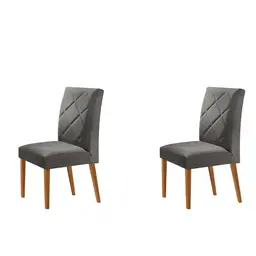 Conjunto com 2 Cadeiras de Jantar Aurora Grafite