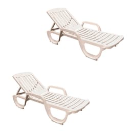 Conjunto com 2 Espreguiçadeiras Basic com Rodas Branco