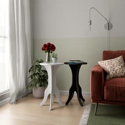 Conjunto com 2 Mesas Laterais Kin Branco e Preto