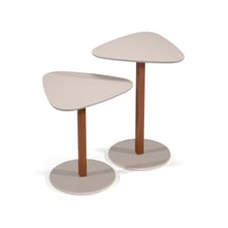 Conjunto com 2 Mesas Laterais Paris Off White e Nature