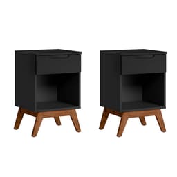Conjunto com 2 Mesas de Cabeceira Alpi 1 Gaveta Preto