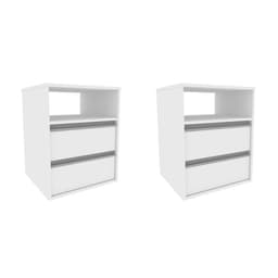 Conjunto com 2 Mesas de Cabeceira Amora 2 Gavetas Branco