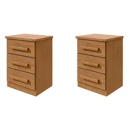 Conjunto com 2 Mesas de Cabeceira Baião 6 Gavetas Amêndoa Clean