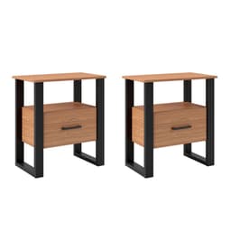 Conjunto com 2 Mesas de Cabeceira Barry 2 Gavetas Freijó e Preto
