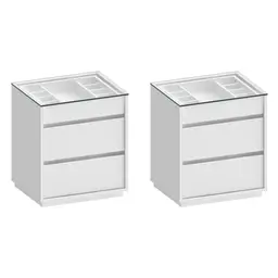 Conjunto com 2 Mesas de Cabeceira Belize 6 Gavetas Branco