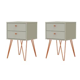 Conjunto com 2 Mesas de Cabeceira Bled 4 Gavetas Off White e Cobre