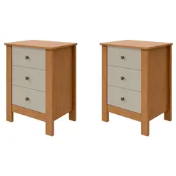 Conjunto com 2 Mesas de Cabeceira Maggiore 6 Gavetas Amêndoa e Off White