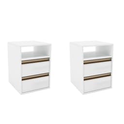 Conjunto com 2 Mesas de Cabeceira Pux Calha 4 Gavetas Branco
