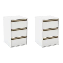 Conjunto com 2 Mesas de Cabeceira Pux Calha 6 Gavetas Branca