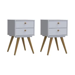 Conjunto com 2 Mesas de Cabeceira Retrô Plus 4 Gavetas Branco
