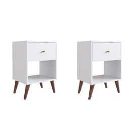 Conjunto com 2 Mesas de Cabeceira Romena 2 Gavetas Branco