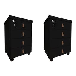 Conjunto com 2 Mesas de Cabeceira Zoe 4 Gavetas Preto