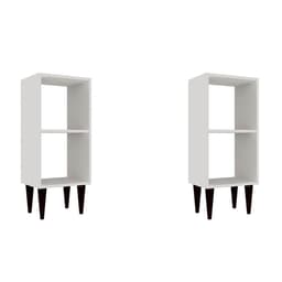 Conjunto com 2 Mesas de Cabeceira com Prateleira Jorah Branco