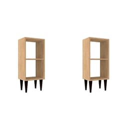 Conjunto com 2 Mesas de Cabeceira com Prateleira Jorah Carvalho Mel