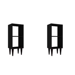 Conjunto com 2 Mesas de Cabeceira com Prateleira Jorah Preto