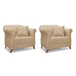 Conjunto com 2 Poltronas Abruzzo Linho Dourado