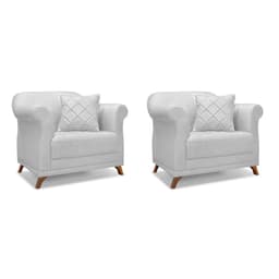 Conjunto com 2 Poltronas Abruzzo Linho Grigio