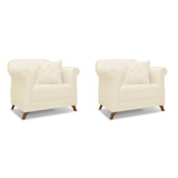 Conjunto com 2 Poltronas Abruzzo Linho Pérola