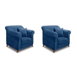 Conjunto com 2 Poltronas Abruzzo Suede Azul Marinho