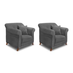 Conjunto com 2 Poltronas Abruzzo Suede Cinza