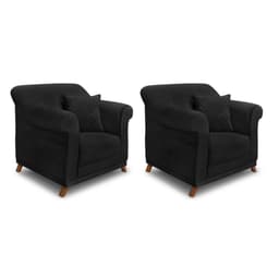 Conjunto com 2 Poltronas Abruzzo Suede Preta