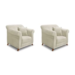 Conjunto com 2 Poltronas Abruzzo Veludo Bege